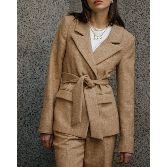 Favorite Daughter Jackets & Blazers - FAVORITE DAUGHTER‎ Adrienne Belted Blazer Tan NWOT Small